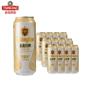 青岛啤酒（TsingTao）全麦白啤 11度 500ml*12听 大罐整箱装 贵族啤酒 商务宴请 古法精酿