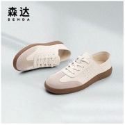 SENDA 森达 户外板鞋女2022夏季新款潮流打孔透气舒适休闲鞋ZT202BM2