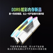 美商海盗船（USCORSAIR） 32GB(16G×2)套装 DDR5 5200 台式机内存条 复仇者RGB灯条 白色