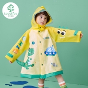 kocotree儿童雨衣男童宝宝雨衣小学生雨衣女幼儿园小童雨披雨具连帽分体斗篷式 绿野仙踪-恐龙 XL