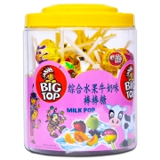 马来西亚进口 BIG TOP 综合水果牛奶味棒棒糖 休闲零食儿童糖果礼盒60支装