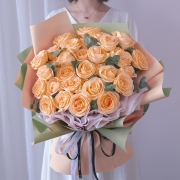 爱花居 教师节鲜花速递33朵香槟玫瑰生日礼物表白求婚送女生老师老婆全国花店同城配送 缤纷生活|F56
