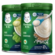 嘉宝(Gerber)米粉婴儿辅食 有机原味米粉+有机混合蔬菜米粉 宝宝高铁米糊225g*2 礼盒装