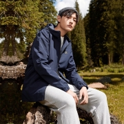 361度 开山丨夹克男防风连帽外套男简约舒适男装 深墨蓝 XS