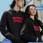 Levi's 李维斯男士连帽卫衣oversize落肩情侣装经典LOGO上衣春秋款 黑色0005 M
