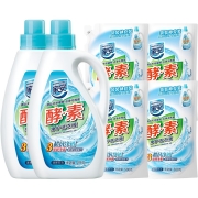 家安（HomeAegis）洗衣液 酵素净护洗衣套装净透家用机洗手洗偏中性6KG(12斤)2kg*2瓶装+500g*4袋装