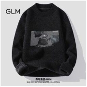 GLM 森马集团品牌GLM冬季半高领仿貂绒一体绒加绒加厚保暖韩版毛衣男