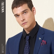 VICUTU/威可多商场同款男士西服上衣羊毛蓝色商务正装修身外套 专