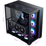 普力魔(MetallicGear) 620Q 黑 魔方Neo Qube V2海景房 玻璃侧透 台式机电脑机箱(ARGB/type-C/三面360水冷)