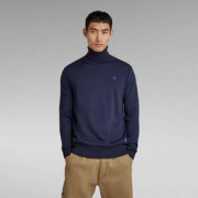G-STAR RAW Premium Core 男士100%美利奴羊毛高领毛衣 蓝色L码