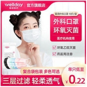 WELLDAY 维德 一次性医用外科口罩白黑色灭菌防尘透气熔喷布三层男女100只