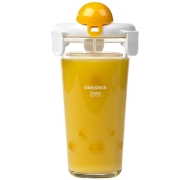 Glasslock韩国进口玻璃水杯学生便携果汁牛奶杯刻度杯PC618D/450ML 鸭子图案