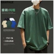 RAMPAGE 重磅t恤男纯棉250g宽松日系纯色圆领落肩潮流百搭五分短袖