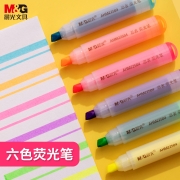 晨光(M&G)文具6色可爱单头荧光笔 办公学生通用重点标记笔 忍者系列迷你手账手绘记号笔 6支/盒AHM22504
