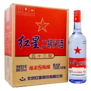 【中秋送礼】北京红星二锅头 蓝瓶53度绵柔8陈酿750mL*6瓶原箱整箱 清香型纯粮食白酒