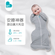 【京品推荐官推荐】Love to dream澳洲品牌新生婴儿防惊跳睡袋 四季通用宝宝投降式防踢被襁褓 经典款灰色（四季通用） S码：4-10斤