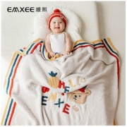 EMXEE 嫚熙 婴儿毛毯秋冬被子羽毛纱盖毯春秋儿童新生宝宝毯子冬季