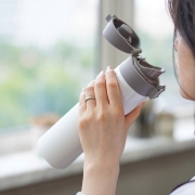 乐扣乐扣（lock&lock）缤纷弹跳盖保温杯男女白色390ML 便携随行水杯子 LHC3222WHT