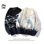 CLAW MONEY 毛衣男秋装新款宽松潮流休闲雪山针织衫大码毛衫男装