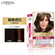 欧莱雅(LOREAL)卓韵霜护发染发霜＃4.45(红铜棕色染发霜)(深棕色系 不伤发染发膏 染发剂 遮白盖白)