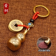 欧凯奇 十二生肖纯黄铜葫芦挂饰 大号葫芦(虎)+五帝钱红绳