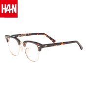 汉（HAN） 近视眼镜框架男女款 时尚防蓝光辐射眼镜 4959 复古代瑁 配1.60非球面防蓝光镜片(200-600度)