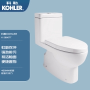 科勒KOHLER齐悦家用卫生间连体抽水马桶坐便器陶瓷座厕喷射虹吸式节水大冲吸力除臭400坑距K-28867T