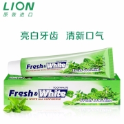 狮王（Lion）White清新亮白牙膏 防蛀固齿脱渍护龈双重薄荷清新口气160g（原装进口）
