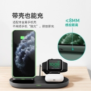 AUKEY 无线充电器 三合一/二合一立式底座 适用于苹果13/12华为iwatch手表手机支架充电板