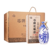 塔牌绍兴黄酒冬酿十年陈花雕酒木盒10年礼盒半干型14度整箱装500ml*6瓶【新包装】