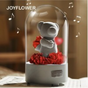 JoyFlower 女神节比心熊蓝牙音乐盒永生花