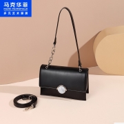 马克华菲包包女包潮流时尚单肩包简约大容量斜挎包 黑色