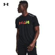 安德玛（UNDERARMOUR）Graphic Fill男子印花跑步运动柔软短袖T恤1365696 黑色001 XL
