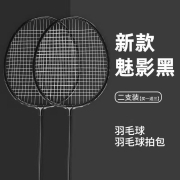 羽毛球拍耐打打不烂成人学生儿童超轻高弹力专业碳素一体羽毛球拍 升级款【3球+拍包】颜色随机