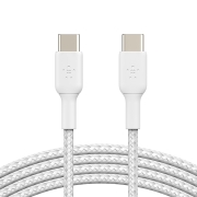 贝尔金(BELKIN) 双头Type-C数据线PD 3A快充 适用 华为安卓Type-C 苹果iPad mini 白色 编织款1m