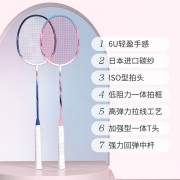 京东京造 羽毛球拍全碳素 运动训练超轻 跃动蓝白款 6U单拍 R 300S 速度型 蓝白（附拍包 龙骨手胶1个）