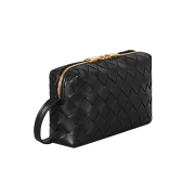 葆蝶家 BOTTEGA VENETA 女士黑色小羊皮编织皮革迷你手袋(挎包) 609407 VCPP5 8648
