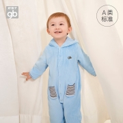 Goodbaby好孩子童装长袖连身衣男女童珊瑚绒宝宝纯棉秋冬哈衣爬服 浅卡其 59cm