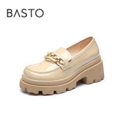 BASTO 百思图 2022秋季新款时尚潮流一脚蹬厚底链条乐福鞋女单鞋VCC02CA2