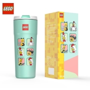 乐高（LEGO）表情头像咖啡杯500ml304不锈钢大容量水杯儿童便携白色学生生日礼物杯子