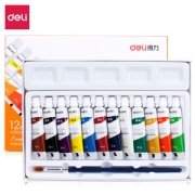 deli 得力 73862 水粉颜料 入门款 12色 5ml