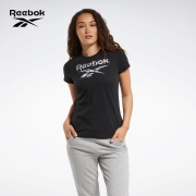 Reebok锐步官方女子TEE经典LOGO印花圆领纯色运动短袖T恤FU2207 FU2207_黑色 A/M
