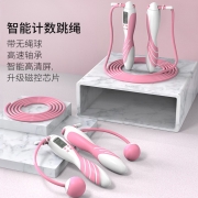 京东京造 无绳计数跳绳负重无线跳绳 家用健身倒计时计数 学生中考比赛专用 另附钢丝绳 粉色