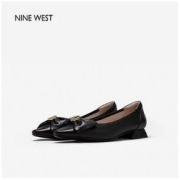 NINE WEST 玖熙 单鞋女2022年早秋新款甜美蝴蝶结平底鞋小方头浅口