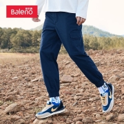 班尼路（Baleno）休闲裤韩版大口袋黑色工装裤男休闲运动裤束脚裤男 08B深蓝 XL