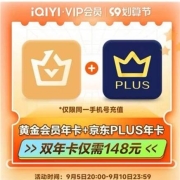 爱奇艺 黄金vip会员年卡+京东PLUS年卡