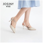 Josiny 卓诗尼 包头凉鞋女2022新款夏时尚外穿气质细跟时装鞋女尖头高跟鞋38元