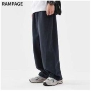 RAMPAGE 新氧棉日系基础色裤子男休闲裤秋季宽松垂坠感直筒运动裤