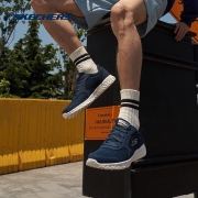 斯凯奇Skechers男鞋网面透气轻便运动鞋男舒适休闲鞋8790121 NVY海军蓝色 45