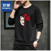 ROMON 罗蒙 卫衣男秋季新款潮流印花时尚百搭宽松运动休闲卫衣上衣长袖男